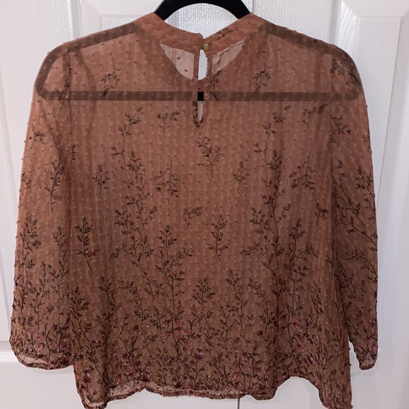 Sheer Blouse Dusty Rose Floral sz Medium - Picture 4 of 5